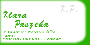 klara paszeka business card